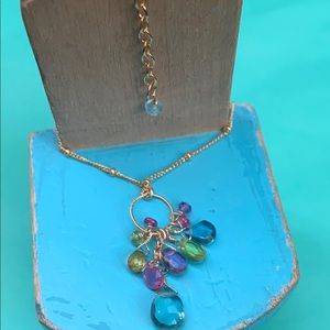 Peridot, Amethyst, Ruby, Citrine Gold Necklace